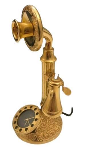 Miniature Clock Gold Candlestick Telephone Solid Brass IMP97 - CLEARANCE NEEDS RE-BATTERY