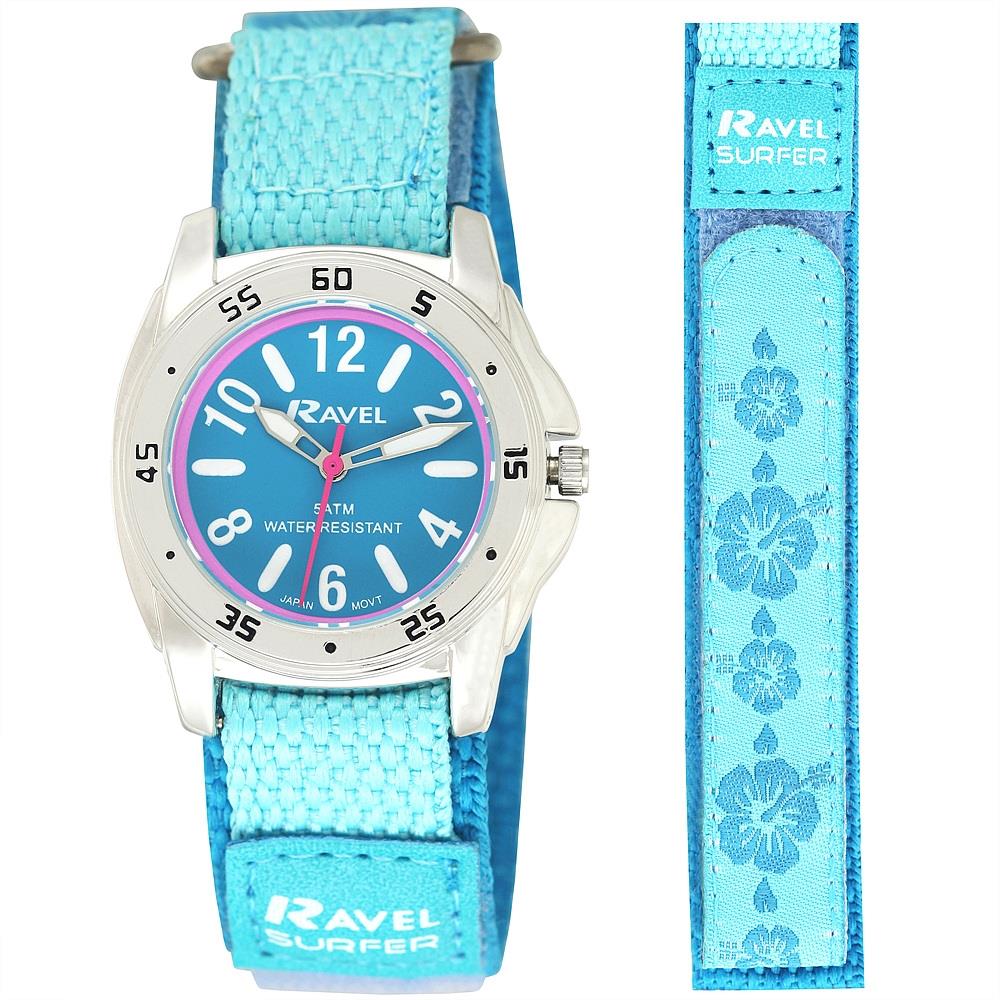 Ravel Deluxe Boy's Girl's 5ATM Bold Fabric Strap watch RD12 NEEDS BATTERY