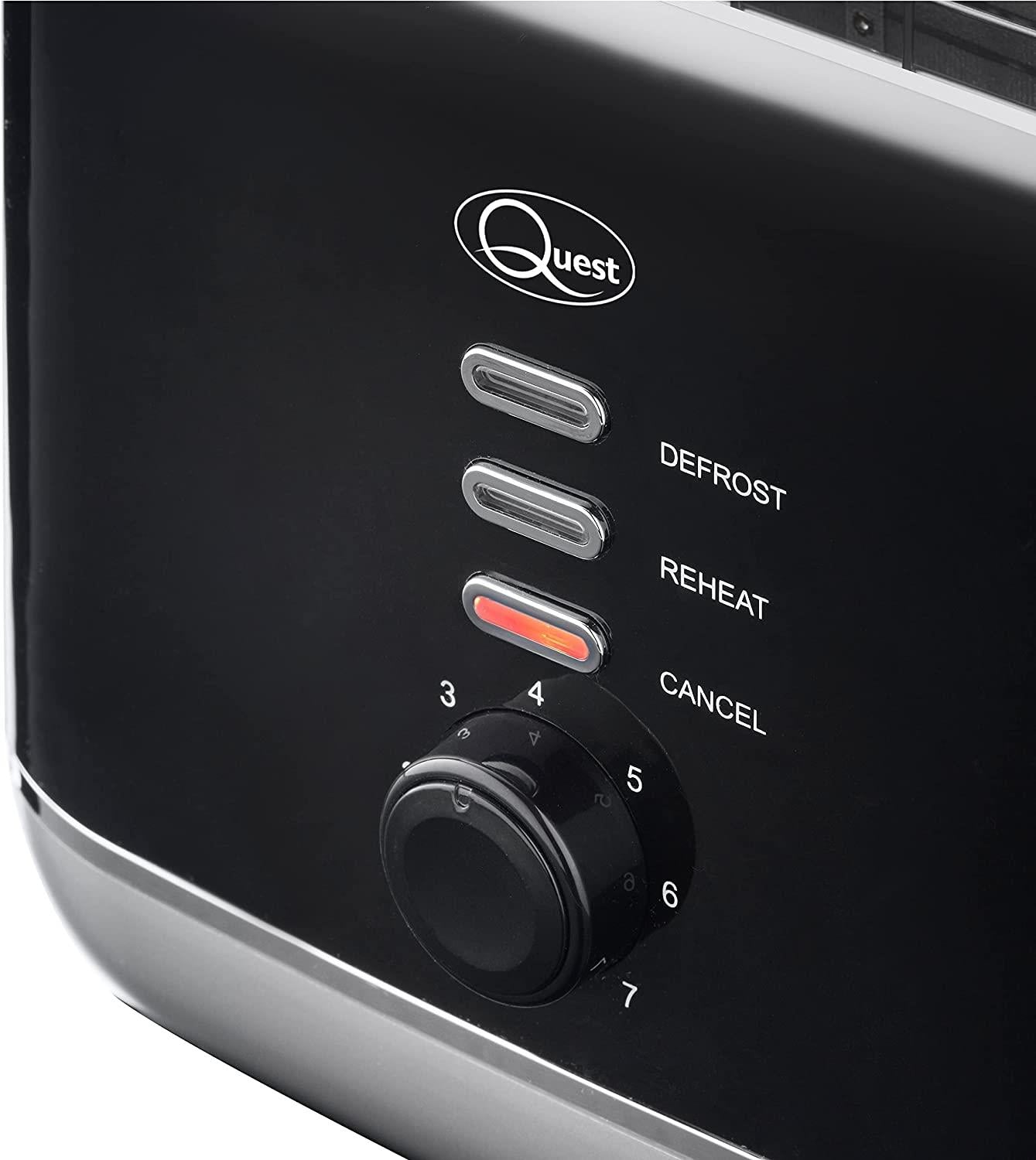 Quest 2 Slice Toaster Black and Silver (Carton of 6)
