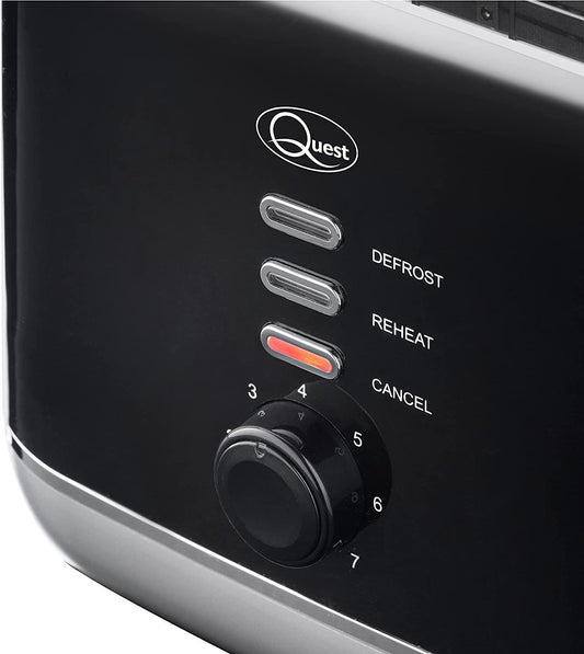 Quest 2 Slice Toaster Black and Silver (Carton of 6)