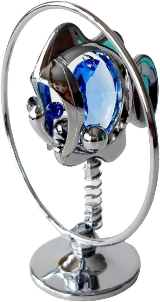 Crystocraft Coral Fish Crystal Ornament With Swarovski Elements Gift Boxed Blue Crystals Silver Chrome Plated Perfect Keepsake Collectors Gift Figurine Fish.