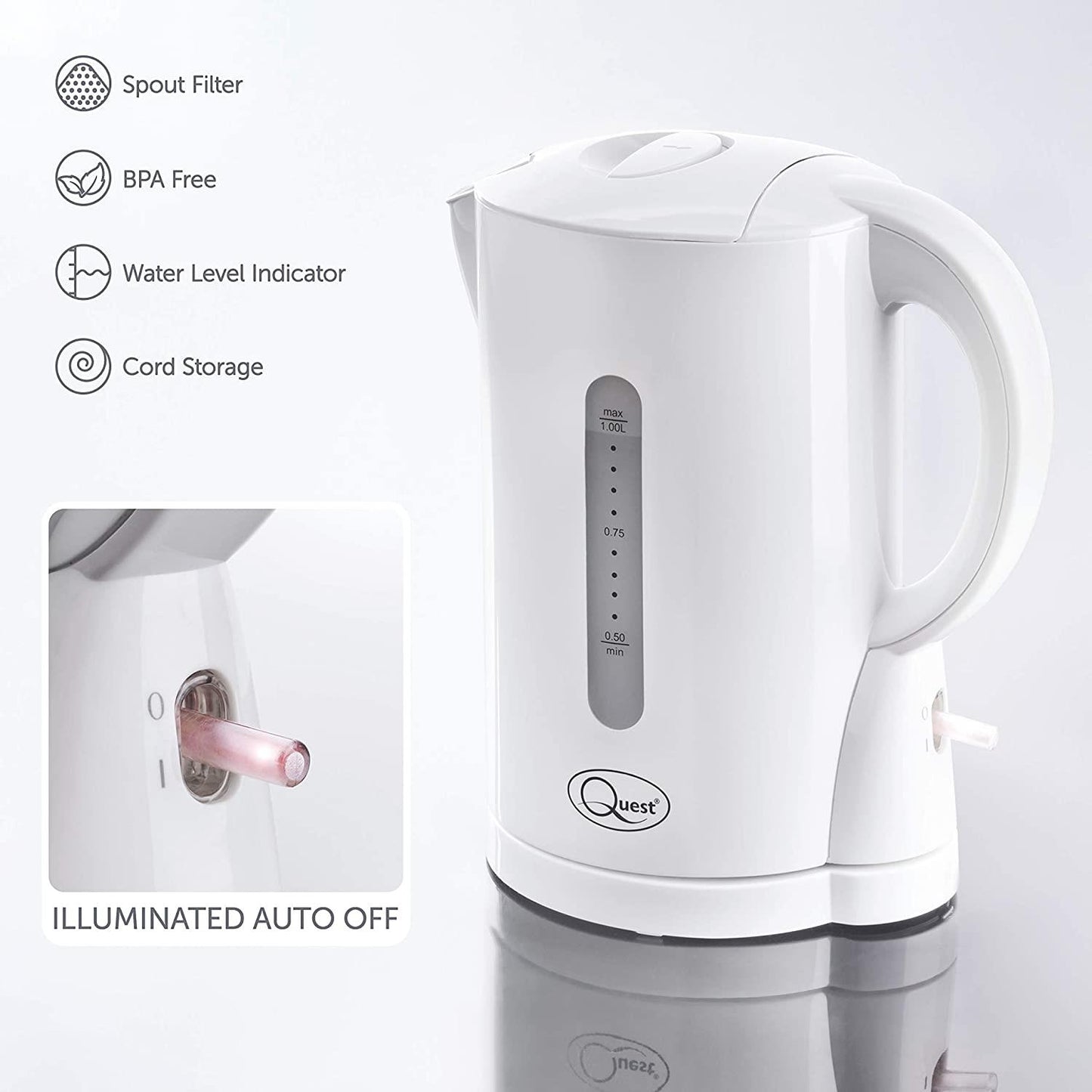 Quest 1L Jug Kettle - White