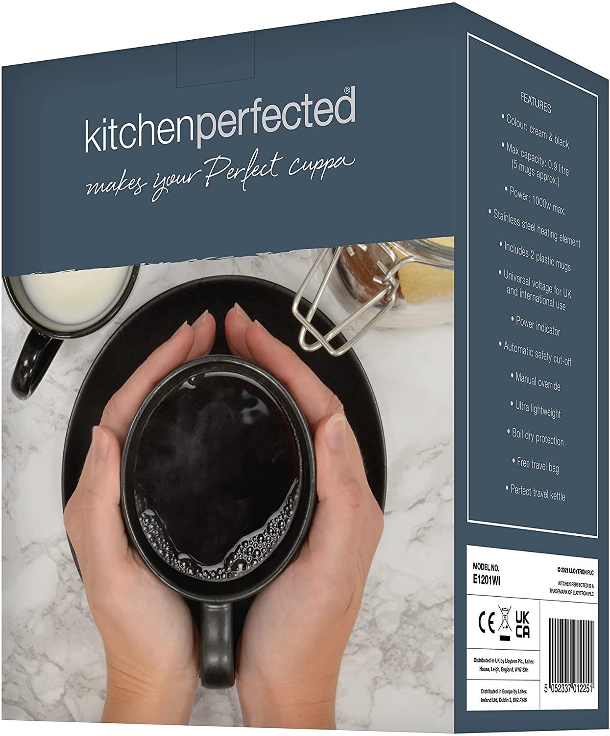 Kitchen Perfected 0.9L Corded Kettle With Two Cups
