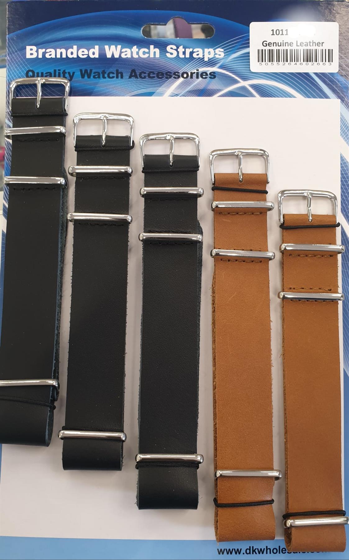 1011 5PK Black & Brown Quality Leather Straps Available 18 to 24mm size