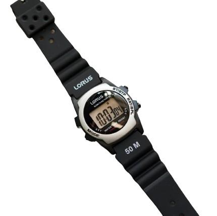 Lorus Mens Sports Digital Dial Black Rubber Strap Alarm Watch R2361ax9