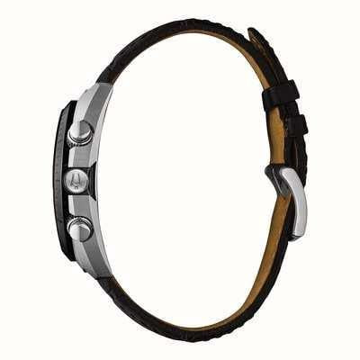 Bulova Mens Curv Chronograph Watch With Black Leather Strap 98a155