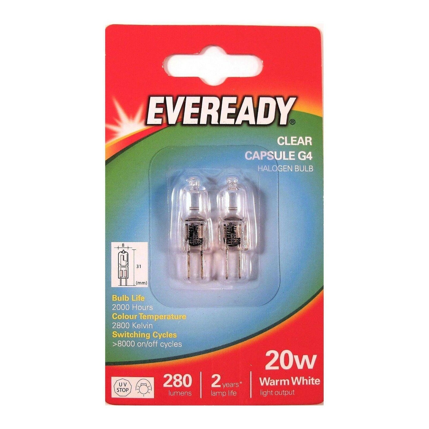 Eveready G4 20w Capsule Bulb Pack of 2 X 10