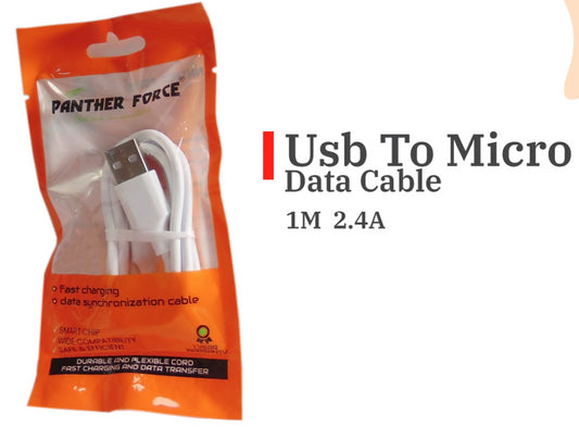 Panther Force 1M USB - Micro Cable - Pack of 25pc (0.40p/each)