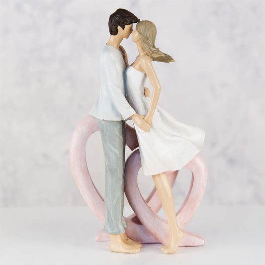 Resin Figurine - Couple Embracing Single Heart