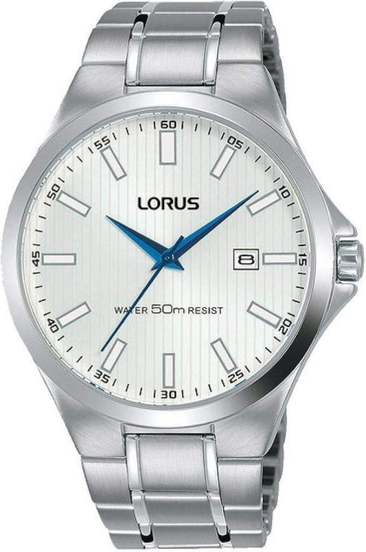 Lorus Mens Dated White Sunray Dial Stainless Steel Bracelet Watch RH997KX9 BRAND NEW BUT NEEDS BATTERY