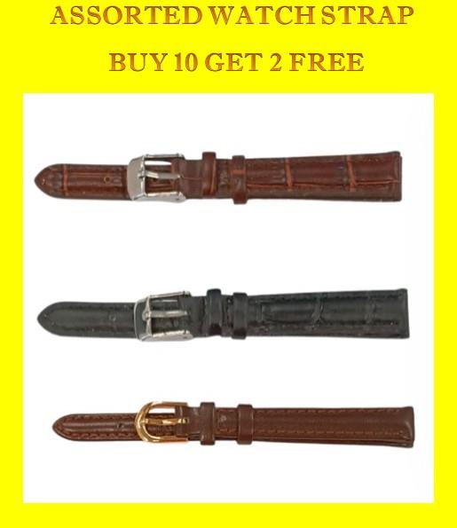 Genuine Leather Watch Strap BUY 10 GET 2 FREE ASSORTED COLOUR 10MM-12MM