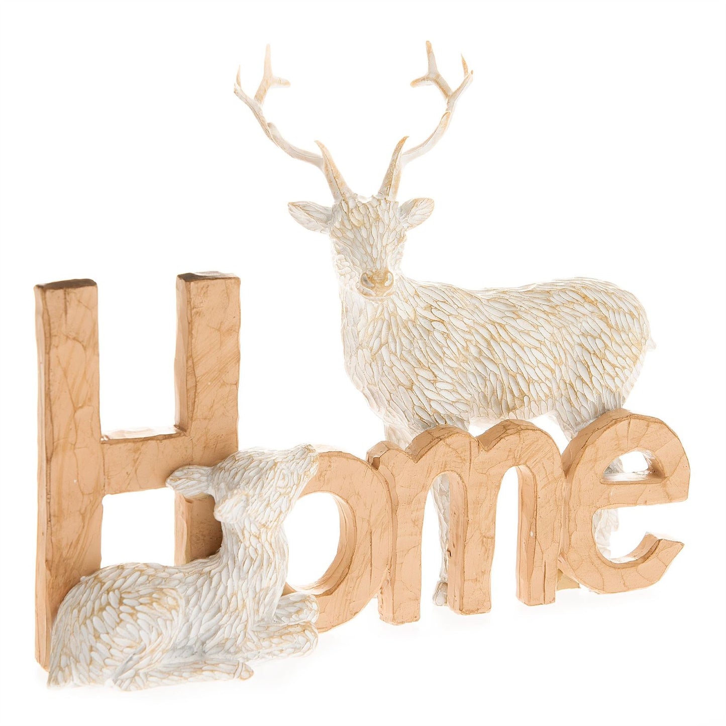 Hestia Wood Effect Resin Stag Ornament - Home