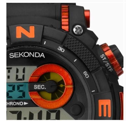 Sekonda Mens Sports Chronograph water resistance 50m Digital Black Rubber Strap Watch 1527