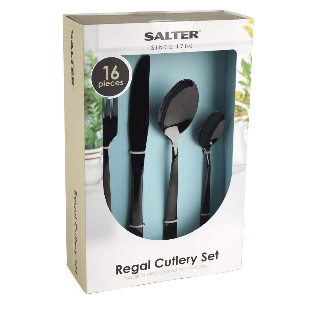 Salter Regar 16 piece Cutlery Set - Black