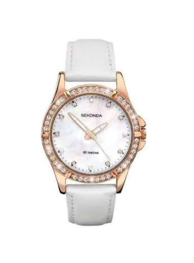 Sekonda Ladies White Leather Strap Watch