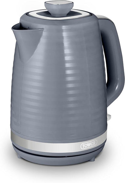 Tower Saturn Electric Kettle with Quick Boil, 1.7L, 3000W, Grey and Chrome Accents