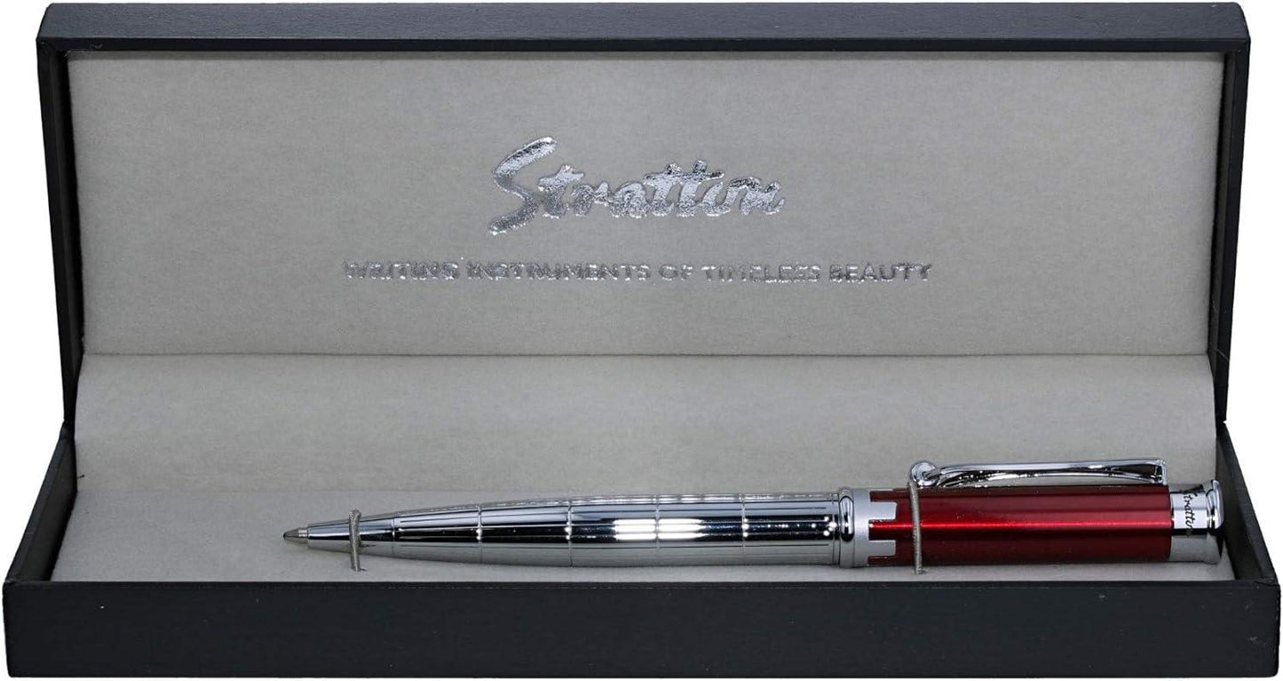 Stratton Ballpoint Pen - Red & Silver Finished IN Gift Box ST1021