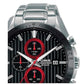 Lorus Mens Sports Chronograph Dated Black Dial Stainless Steel Bracelet Watch RM303HX9