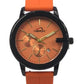 Heryi Rubber Gents Fashion Quartz Date Orange Round Multi Dial Orange Rubber Magnetic Strap Watch