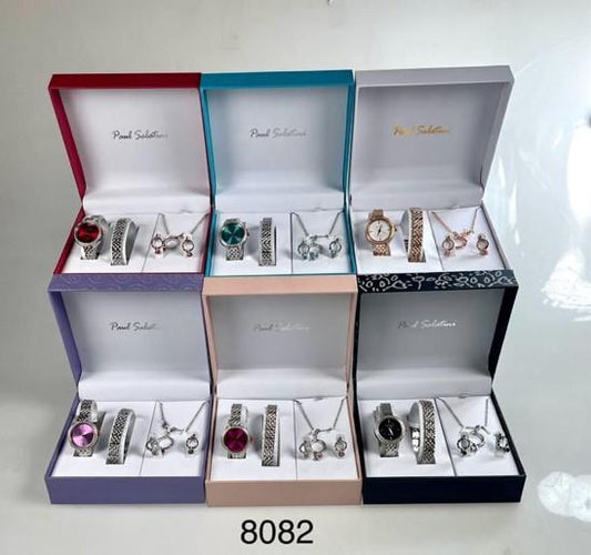 Geneva Ladies Bling Barcelet Watch Gift Sets 8082 Available Multiple Colour