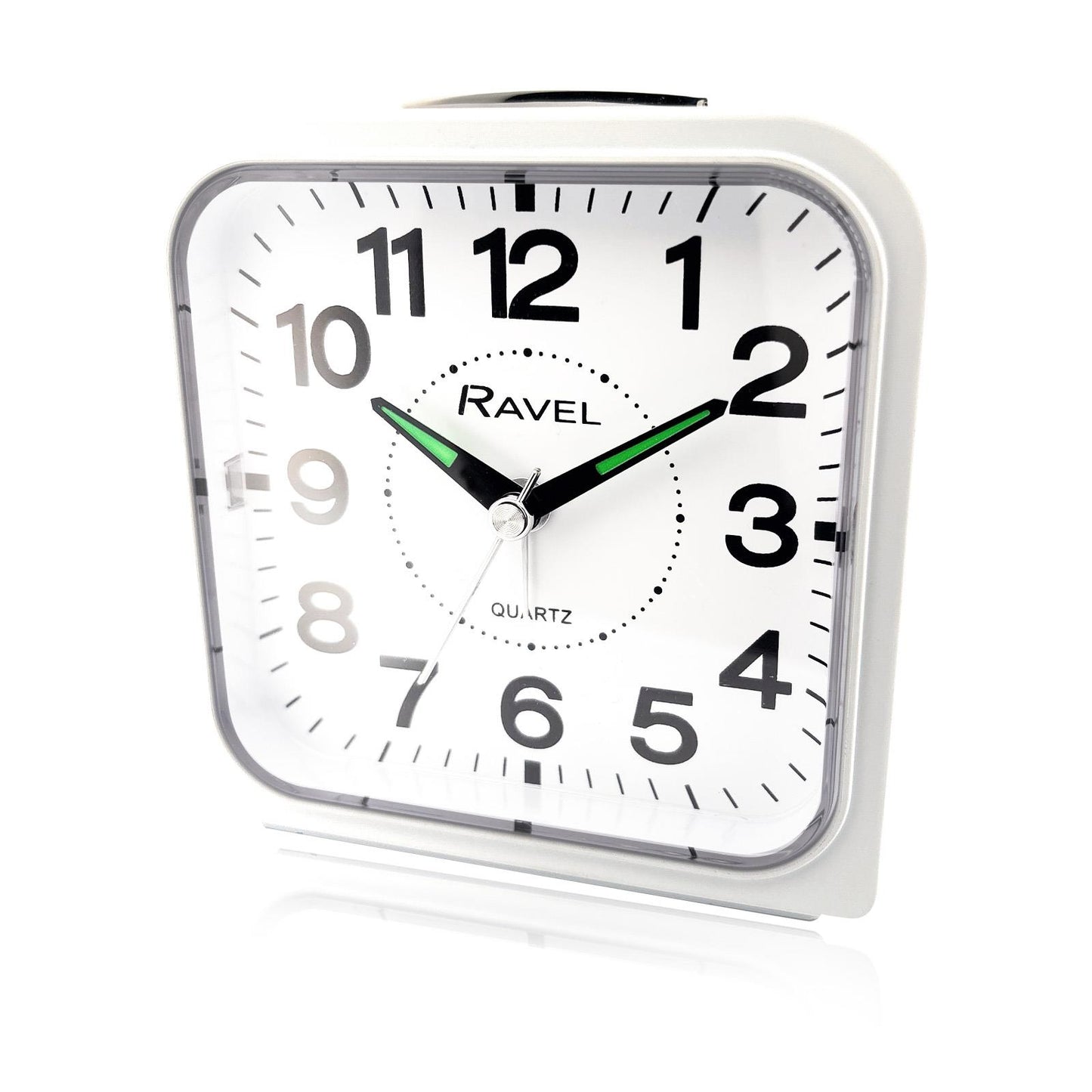 Ravel Bedside Quartz Mid Sized Bold Black Numbers Alarm Clock White