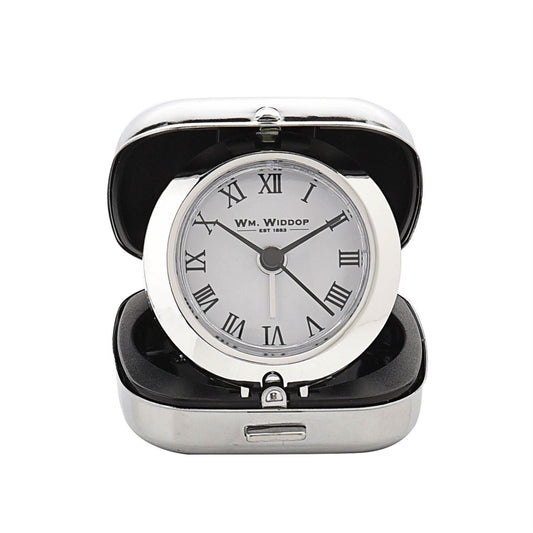 Wm Widdop Metal Fold up Roman White Dial Alarm Clock