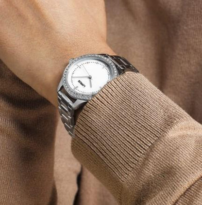 Lorus Ladies Bling Fashion White Mother of Pearl Stainless Steel Bracelet Watch