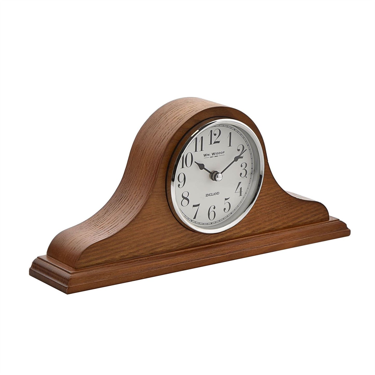 Napoleon Oak Finish Wooden Mantel Clock with Arabic Dial