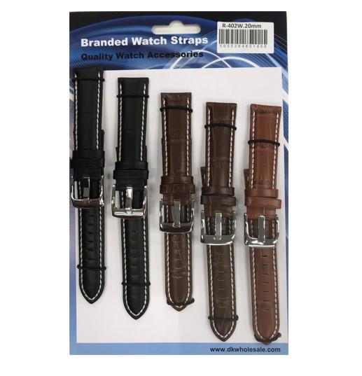 R-402W Quality Leather Padded watch straps with Stitching  Available size18 to 22MM