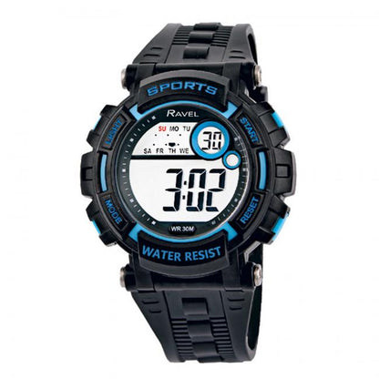 Ravel Mens 3ATM Digital Sports Black PU Rubber Strap Watch RDG.14 Available Multiple Colour