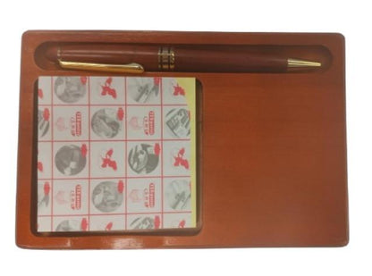 Imperial Wood Matt Brown Gold Trim Ball Pen with Notepad set IMP301R - CLEARANCE NEEDS RE Refill