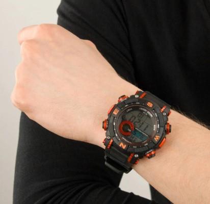 Sekonda Mens Sports Chronograph water resistance 50m Digital Black Rubber Strap Watch 1527