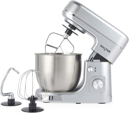 Salter Aspen Electric Stand Mixer 8 Speeds Stainless Steel 5L Mixing Bowl Silver
