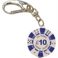 Imperial Key Chain Clock White & Blue £10 London Casinos IMP748B - CLEARANCE NEEDS RE-BATTERY