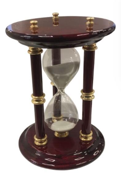 Miniature Clock 15cm Solid Matt Brown Wooden Gold Plated Large Hourglass Sand Timer IMP807