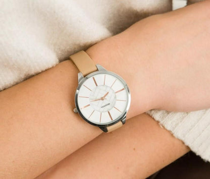 Sekonda Ladies Fashion Editions white Dial with Beige Leather Strap Watch