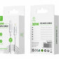 Woox MX0032 Type C to Lightning Braided Data Cable, 30W - 5V/3A, 9V/3A, 15V/2A, 20V/1.5A Max, 6.6ft 2m, White