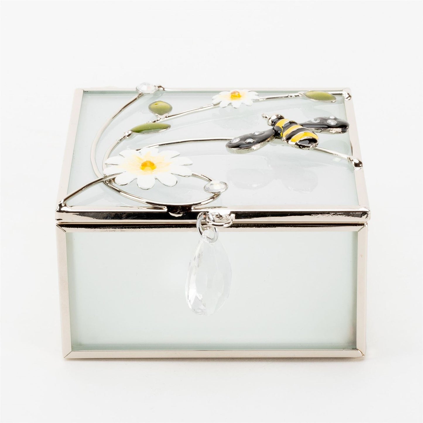 Sophia Classic Glass & Wire Bumble Bee Square Trinket Box