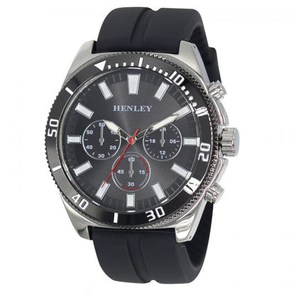 Henley Mens Fashion Polished Multi eye 44mm Dials Soft Silicone Watch H02228 Available Multiple Colour