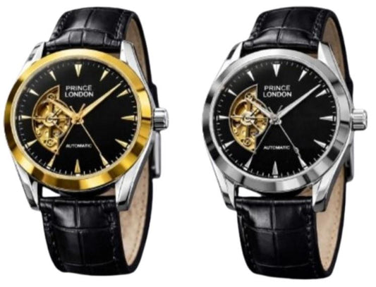 NYL Mens Fashion Automatic Leather Mechanical Round Face Dial Analogue Faux Leather Strap Watch NY London Available Multi Colour