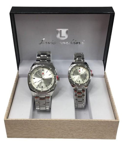 Luis Cardini Couple Mens & Ladies Fashion Dial & Bracelet Watch Gift Set