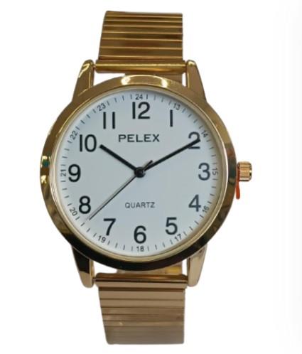 Pelex Mens Big number Metal Bracelet Strap Quartz Watch Available Multiple Colour