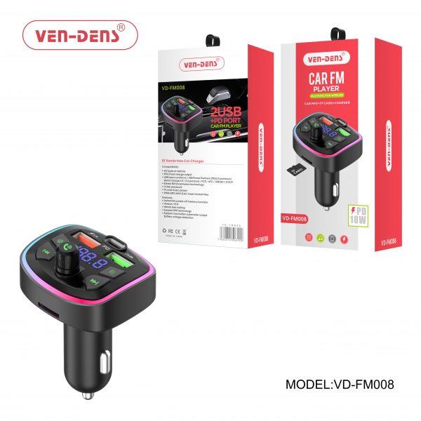 Ven-Dens Stylish Car Charger & FM Player with 2 USB Port+PD 18W