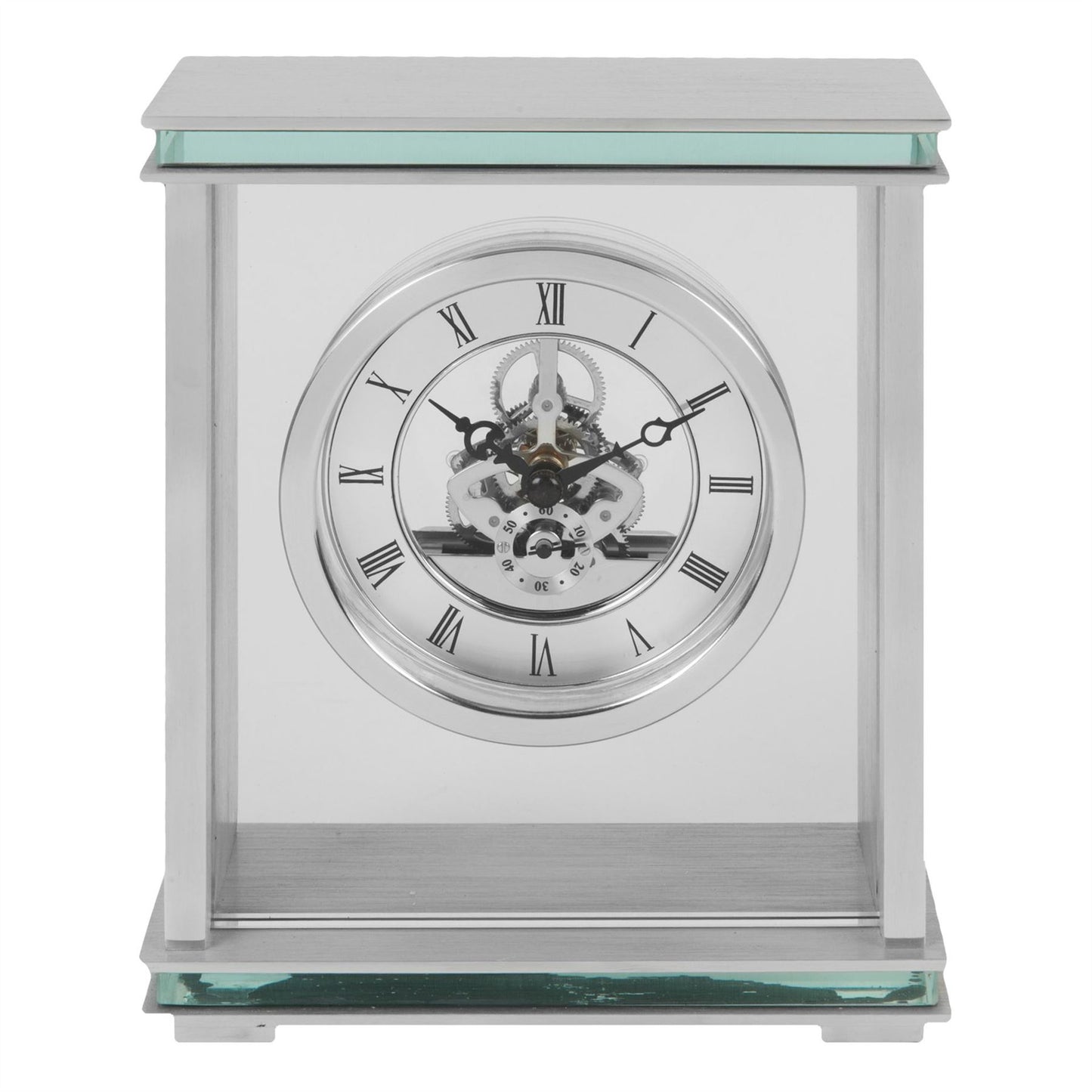 Wm.Widdop Silver Mantel Clock Skeleton Dial