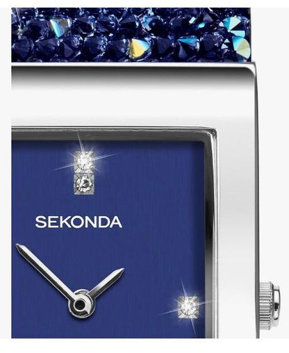 Sekonda Seksy Ladies Bling Fashion Blue Dial Blue Stone Set Bracelet Watch - 2758