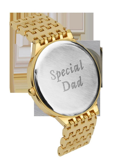 Limit Mens 38mm Gold Watch with "Special Dad" Engraved Caseback Model 5686