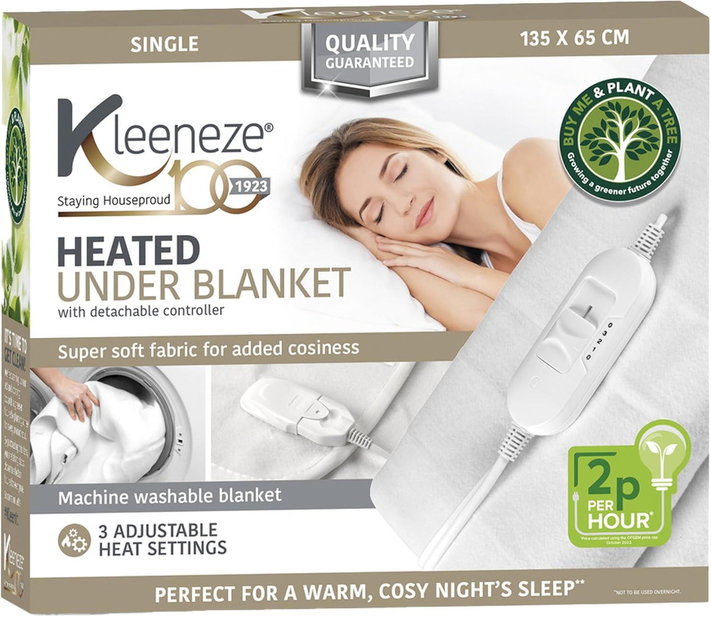 Single Plus Heated Underblanket 3 Heat Settings 35W, 135 x 65cm