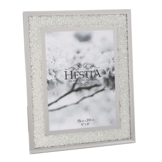 Hestia Photo Frame Crystal Edge with Silver Border 6" x 8"