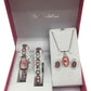 Paul Salatini Ladies Fashion Bling Dial Silver Bracelet Watch Bracelet, Necklace & Earrings Gift Sets 2541