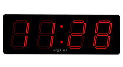 NeXtime "BIG D", square, Large display, Digital with adapter, very silent, 51,5 x 18 cm, Black wall clock